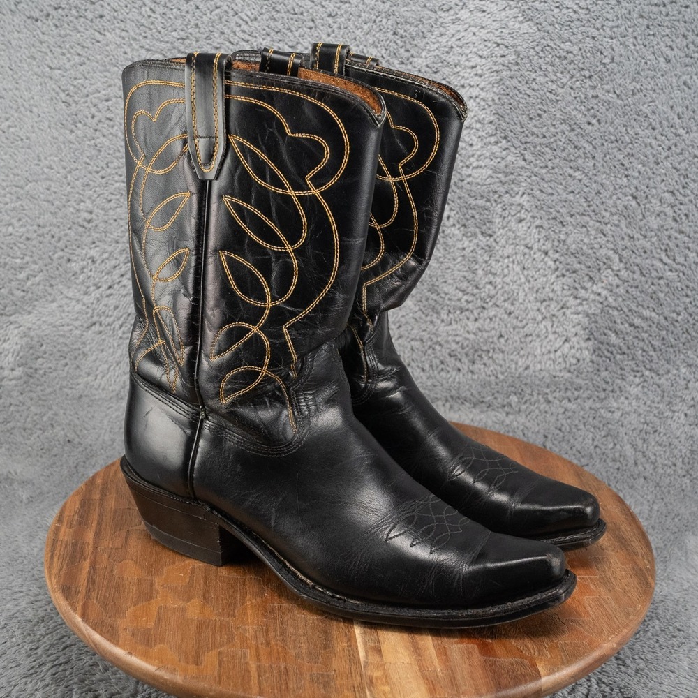 Acme Western Cowboy Boots Mens 10 B Black Good Vintage 50s 60s Maverick USA Made